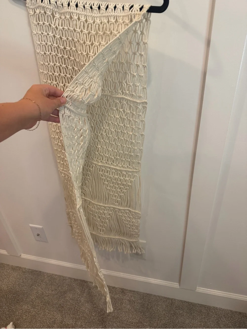 Cream Macrame Table Runner